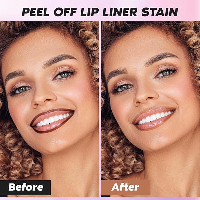 Lip Stain Peel Off, Coffee Lip Liner Stain Peel Off Tattoo Matte Lip-tint, Long Lasting, Waterproof, Transfer-proof, Moisturizing, Easy to Use, Highly Pigmented Color for All Skin Types (#02)