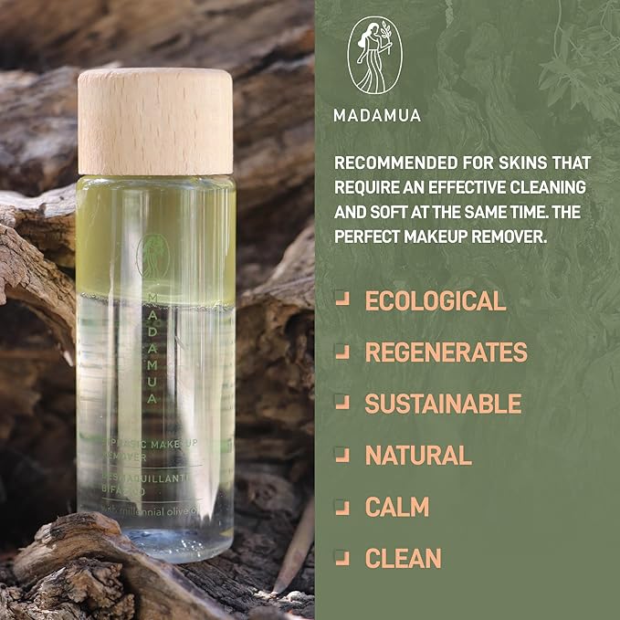 Biphasic Waterproof Makeup Remover - Millennial Olive Oil Based Cleanser, Travel Size Eye Make Up Remover Liquid, Moisturizing Care Makeup Essentials