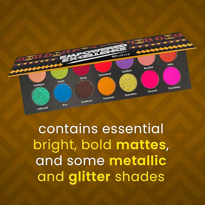 Ccolor Cosmetics Empowered Excellence, 14-Color Eyeshadow Palette, Highly Pigmented, Long-Wearing, Easy-to-Blend, Pink, Mauve, & Neutral Eye Shadow, Professionally Formulated Eye Makeup