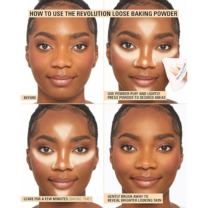 Revolution, Loose Baking Powder, Makeup Setting Powder, Long Lasting Coverage, Mattifies & Reduces Shine, Lace, 1.13 oz