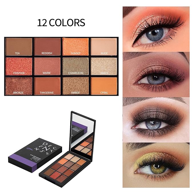 12 Colors Eyeshadow Palette Makeup Shades Nude Matte Shimmer Glitter Pigment, Pro Long Lasting&Waterproof Highlighting Makeup Palette,Ideal Gift(Twilight City)