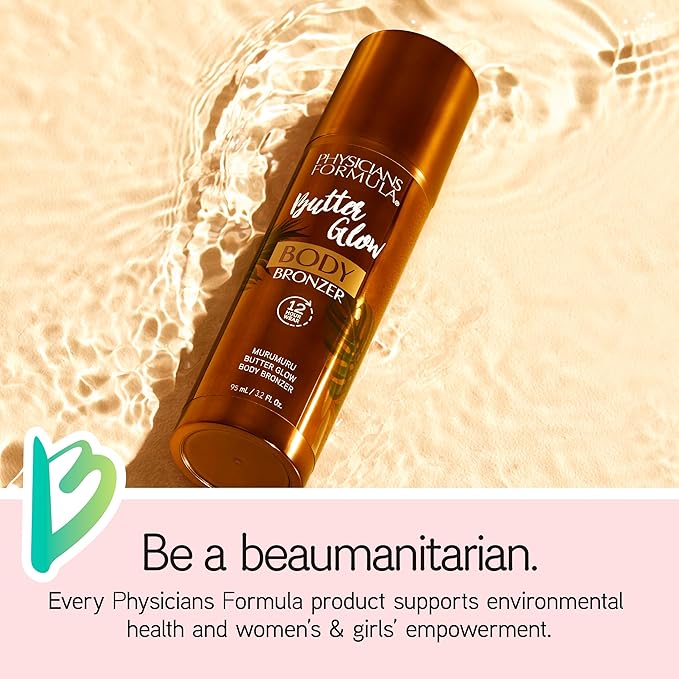 Physicians Formula Butter Glow Body Bronzer, Waterproof & Transfer-Proof, Sunless Bronze Perfection, Ultra-Creamy & Skin-Perfecting Formula for a Radiant Glow, Cruelty Free - Light/Medium
