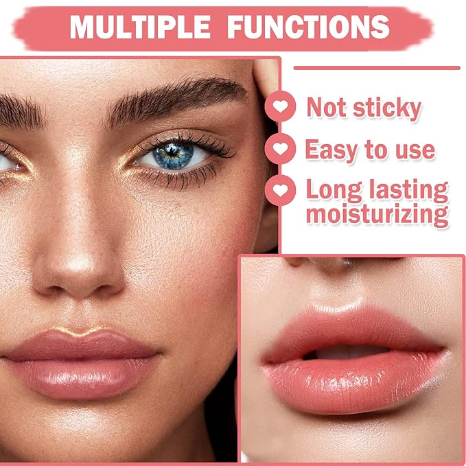 CAHIUYOA Hydrating Tinted Lip Oil Gloss - Non-sticky Big Brush Head, Nourishing Repairing Plumping Glow Tint - Rosewood