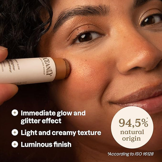 ATTITUDE Oceanly Lightweight Highlighter Stick, Titanium Dioxide-Free, EWG Verified, Plastic-Free, Vegan & Cruelty-free Makeup, Sunset Glow, 0.3 Ounces