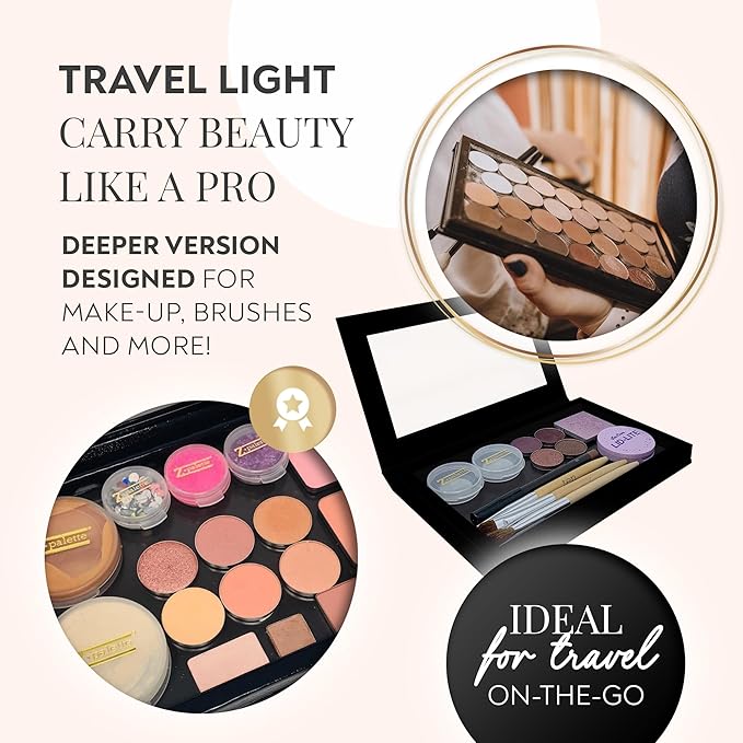 Extra Large Deep Black Empty Magnetic Makeup Palette with Clear Window