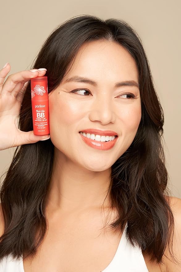 Prlisse Blush Glow Lip and Cheek Tint - Summer Coral (.28 oz) - 2-in-1 Cream Blush Stick for Cheeks and Lips with Vitamin E & Hyaluronic Acid - Hydrating & Buildable