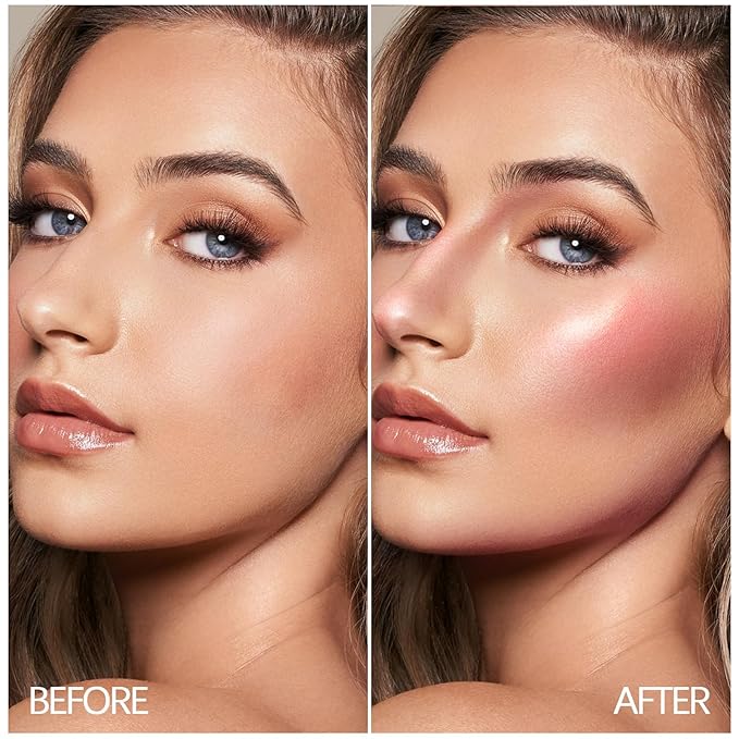 3 Color Highlighter Makeup Palette, Matte Powder Blush for Cheeks, Lightweight, Blendable, Shimmer Shadow Powder with Mirror, Easy to Create Natural Three-dimensional Look