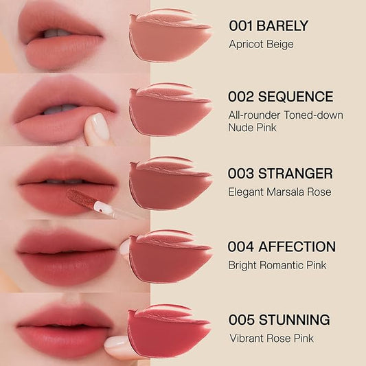 Objet Lip Stain (Unique Paint Tube Design) – Velvet Matte Tint, Long-Lasting Waterproof Lipstick, Hydrating Korean Makeup, Red & Rose Gloss, K-Beauty Tinted Lipstain (02 SEQUENCE)