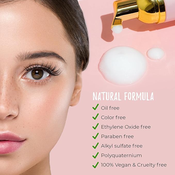 LLBA 60ML Eyelash Extension Cleanser - Lash Shampoo for Lash Extensions, Lash Bath for Dry & Sensitive Skin, Removes All Make-Up Including Waterproof Make-Up (Lash Shampoo (60ML))