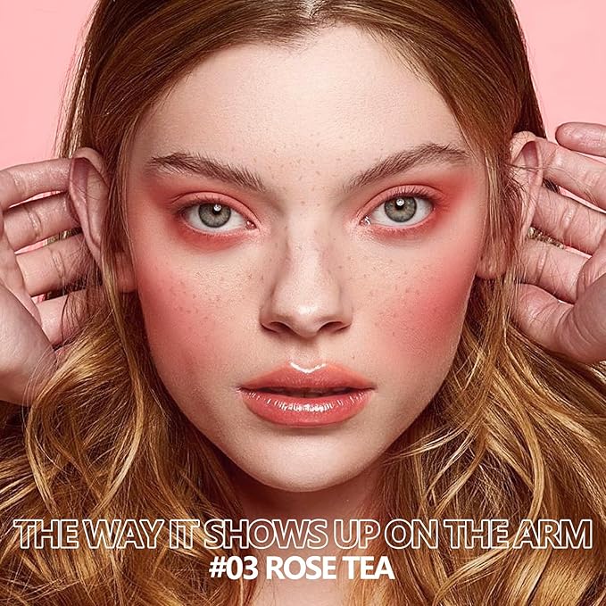 Matte Liquid Blush, 2pcs#03 Rose Tea, Lightweight, Highly Pigmented, Vegan & Cruelty Free, Palette