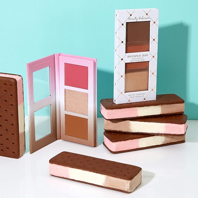 Beauty Bakerie Brownie Bar + Queen of Tarts Bar Mini Makeup Palette, Three Universal Shades of Blushes Makeup, Travel Size, 2 Pack Bundle