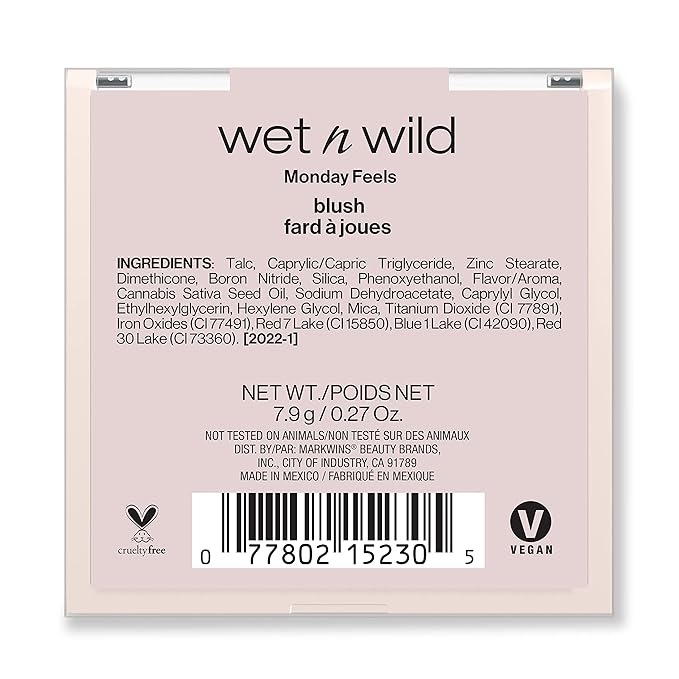 Wet n Wild Mood Cannabis Sativa Seed Oil Infused Makeup, Blush Complexion Enhancer Monday Feels, Natural Coffee Infused