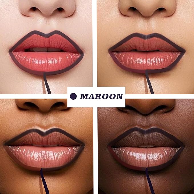 Lip Liner Stain, Long Lasting Peel Off Lip Stain, Waterproof & Transfer-Proof Matte Lip Tattoo, Easy to Use & Natural Finish (Maroon)