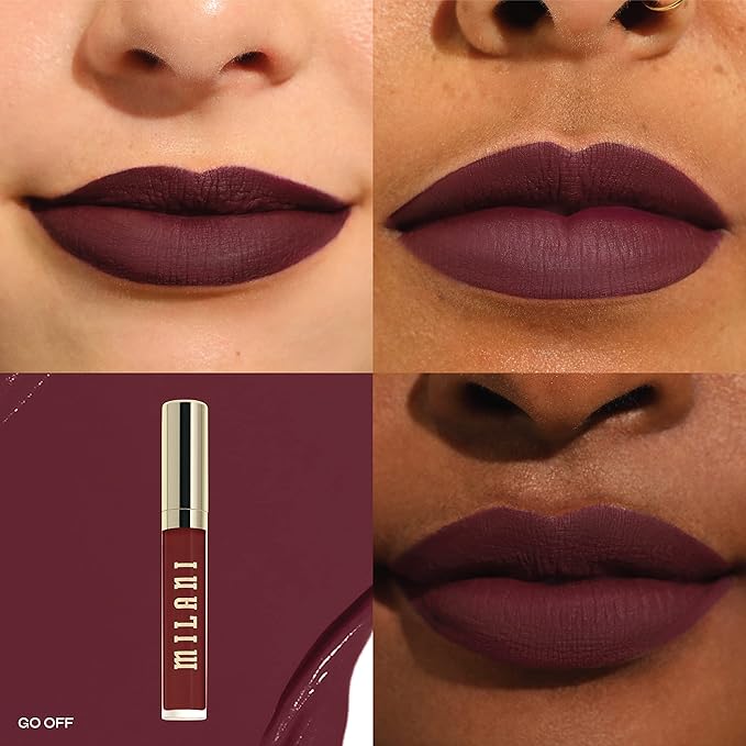 Milani Stay Put Longwear Liquid Lipstick Go Off + Understatement Lipliner Pencil - Highly Pigmented Retractable Soft Lip Liner Pencil + Keep It Full Nourishing Lip Plumper - Rosewood