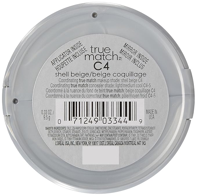 L'Oreal Paris True Match Super-Blendable Powder, Shell Beige, 0.33 oz.
