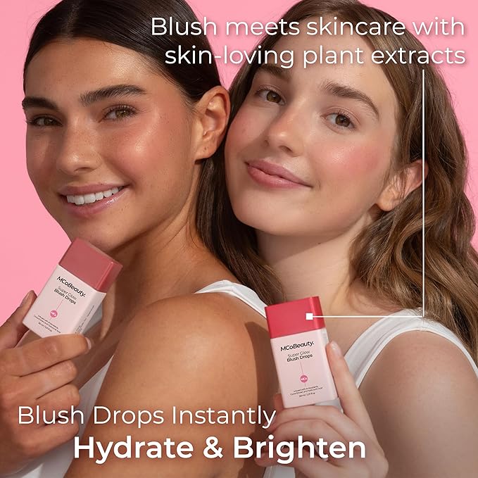 MCoBeauty Super Glow Blush Drops, Rose Pink, Luminous Flush for Radiant Cheeks, Vegan, Cruelty Free Cosmetics