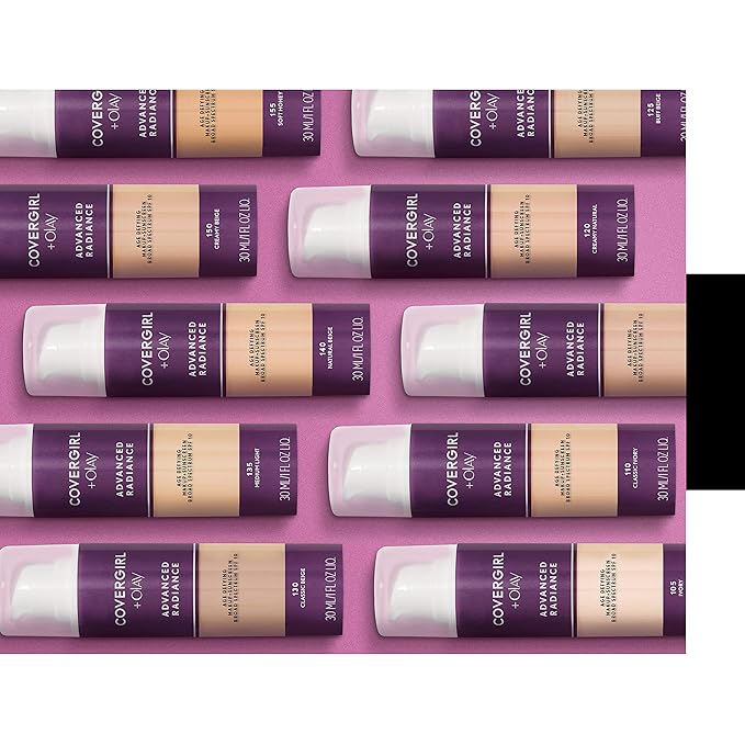 COVERGIRL Advanced Radiance Age Defying Liquid Foundation in Classic Ivory, Hides Wrinkles & Lines, Sensitive Skin Safe, Packaging May Vvary