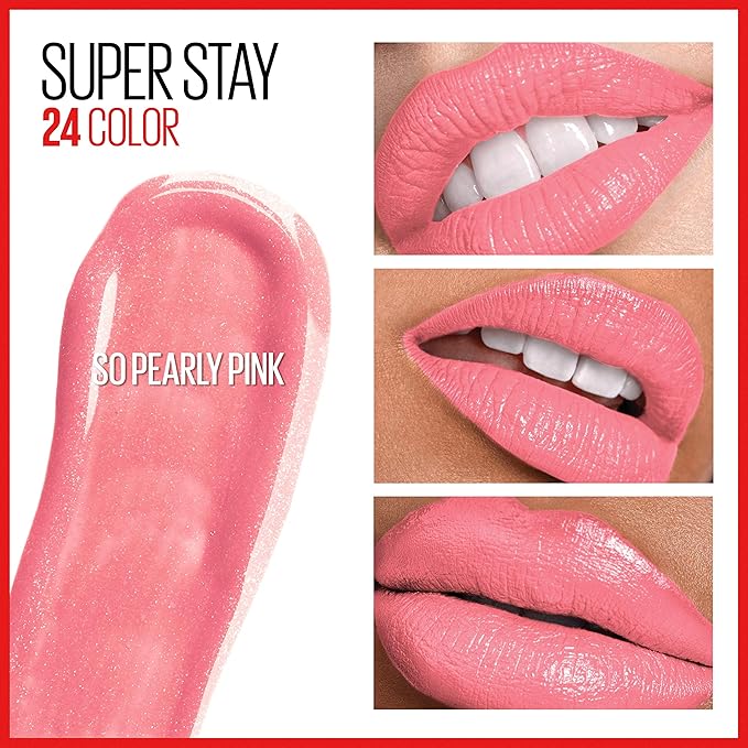 Maybelline Super Stay 24, 2-Step Liquid Lipstick Makeup, Long Lasting Highly Pigmented Color with Moisturizing Balm, So Pearly Pink, Coral Pink, 1 Count