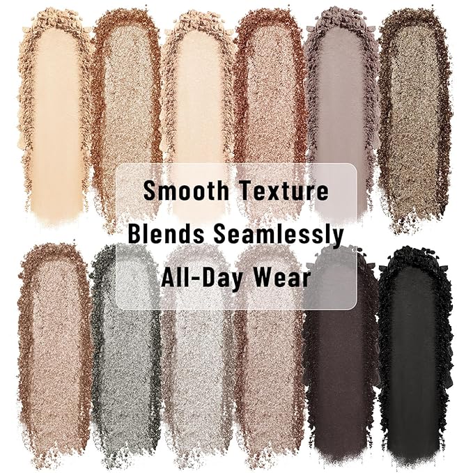 UCANBE 12 Color Eyeshadow Makeup Palette, Naked Nude Eye Shadow, Neutral Matte Shimmer Make Up Pallet with Double-ended Brush Set Kit, Highly Pigmented Long Lasting Waterproof