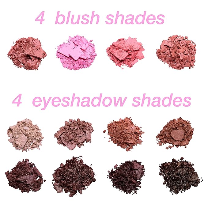 Women's Cosmetics Natural Beauty Blush & Eyeshadow Palette - 12 Shades, Shimmer & Matte Finishes