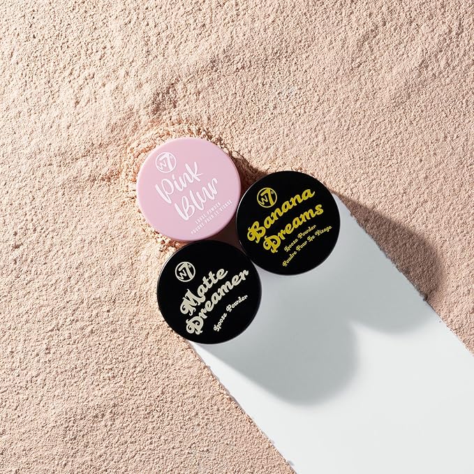 W7 Loose Face Powder Trio - 3 Piece Set - Banana, Nude & Pink Toned Powders - Ultra-Fine Setting Powder for Flawless Makeup