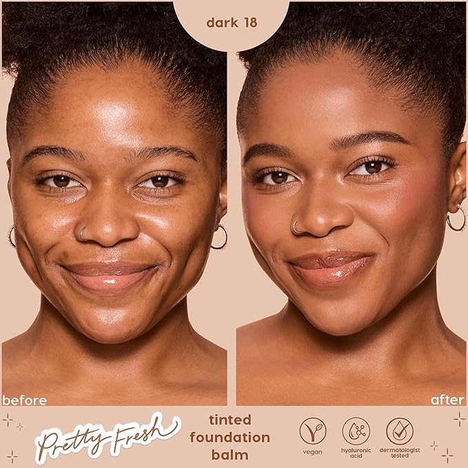 ColourPop Pretty Fresh Tinted Foundation Stick - Balm to Cream Foundation with Light to Medium Coverage - Infused with Hydrating Hyaluronic Acid, Peptides & Niacinamide - Dark 18 (0.29 oz)