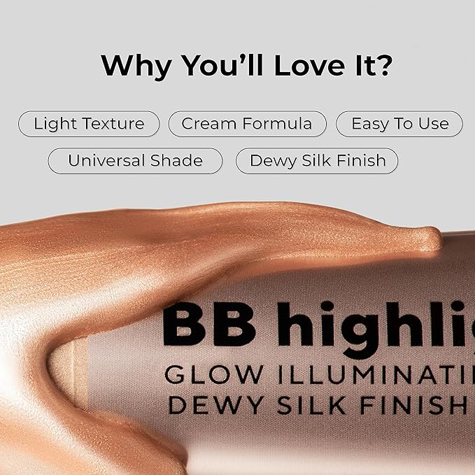 Dewy Cream BB Highlighter - Lightweight, Buildable and Luxuriously Glossy with Radiant, Natural-looking, Non-Greasy, Moisturizing, and Long-Lasting Formula for Flawless, Skin-Brightening - 402