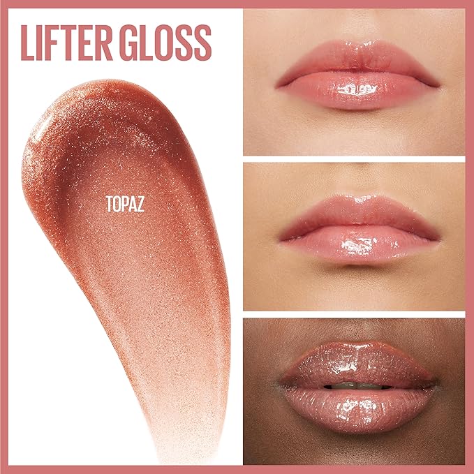 Maybelline Lifter Gloss, Hydrating Lip Gloss with Hyaluronic Acid, High Shine for Plumper Looking Lips, Topaz, Terracotta Neutral, 0.18 Ounce