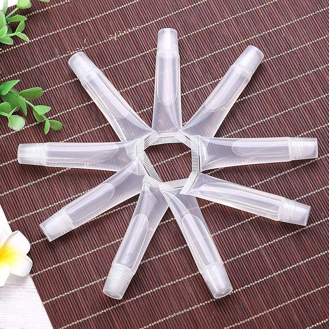 100 Pcs 10 ml Lip Gloss Balm Tubes Refillable Empty Tubes Clear Cosmetic Containers Soft Tube (10ML, 100)