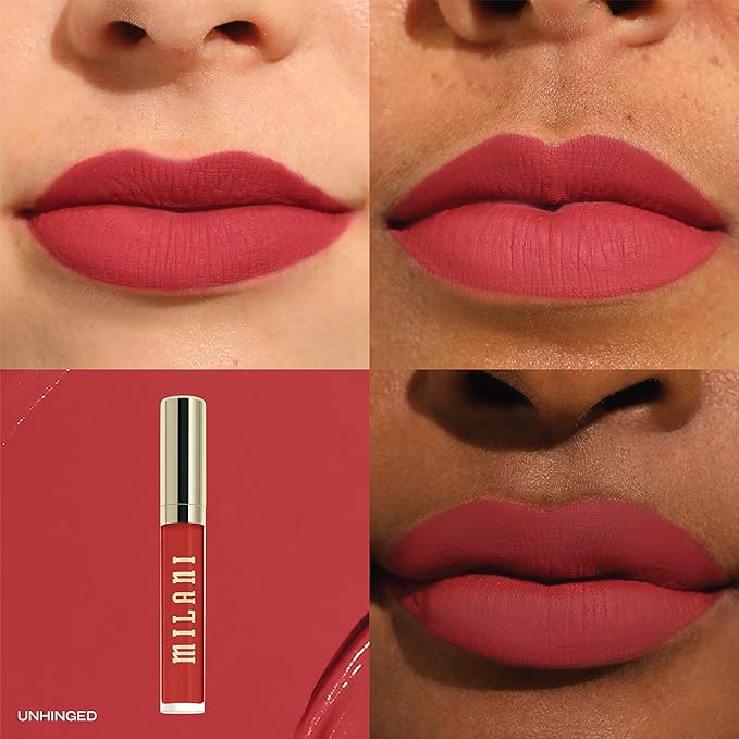 Milani Stay Put Longwear Liquid Lipstick Unhinged + Understatement Lipliner Pencil - Highly Pigmented Retractable Soft Lip Liner Pencil + Keep It Full Nourishing Lip Plumper - Moonlight