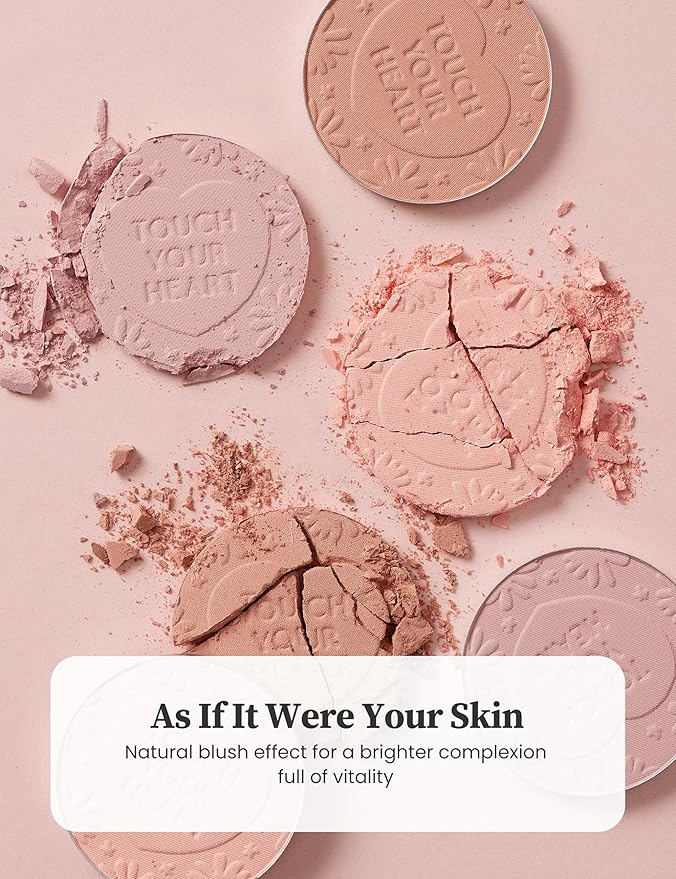 MILKTOUCH Touch My Cheek in Bloom Blush Sunshine Peony | Face Blushes Compact Powder Makeup | Oil Absorbing Powder Compact | For Oily Skin Korean Blush (0.18 oz)