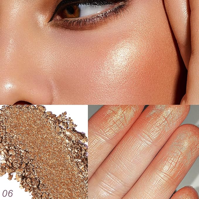 YOUNG VISION Baked Highlighter Powder Palette, Sheer Pearl Shimmer Shades for Face Highlighter Makeup, Highly Pigmented Iluminadores de Maquillaje, 0.19 Oz(Pack of 1)