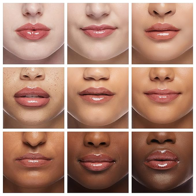 Big Brush Head Hydrating Lip Glow Oil Plumping Lip Tint, Hydrating Lip Gloss Tinted Lip Balm Transparent Lip Care, Long Lasting Nourishing Non-sticky Fresh Texture (Chocolate)