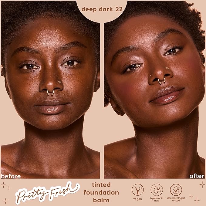 ColourPop Pretty Fresh Tinted Foundation Stick - Balm to Cream Foundation with Light to Medium Coverage - Infused with Hydrating Hyaluronic Acid, Peptides & Niacinamide - Deep Dark 22 (0.29 oz)
