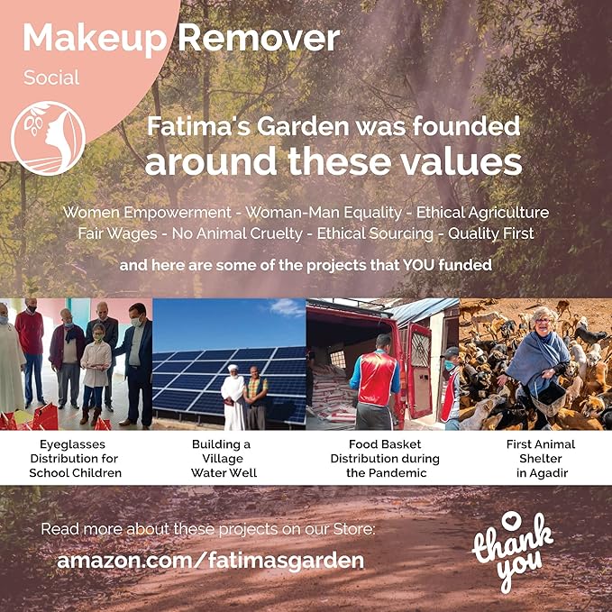 Fatima's Garden Organic Makeup Remover - With Argan & Rose Water, 100ml