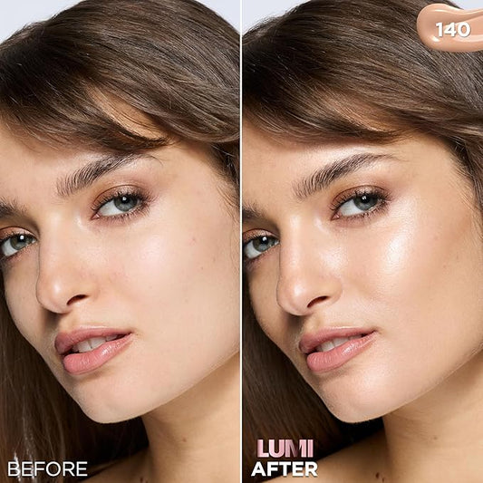 L'Oreal Paris Lumi Le Glow Skin Tint, Lightweight Water-Based Tinted Serum with Foundation-Like Coverage, Glow Illuminator, Cool 140, 0.85 Fl Oz