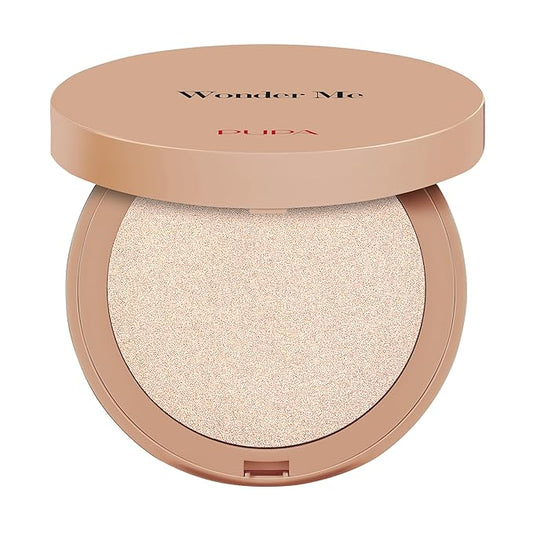 Pupa Milano Wonder Me Glow - Lightweight Makeup Powder - Face Highlighter with Ultra-Fine Pearls - Talc-Free - 101 Rose Gold - 0.264 oz