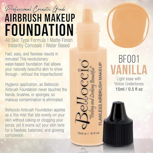 Belloccio's Professional Cosmetic Airbrush Makeup Foundation 1/2oz Bottle: Vanilla