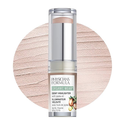 Physicians Formula Organic Wear All Natural Dewy Highlighter Stick Makeup, Stick Cream To Powder, Dew Frost, Dermatologist Tested