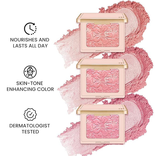 Blush Palette Matte Blush for Cheek Makeup, Lightweight Highly Pigmented Blush Compact for Face, Buildable Natural Flushed Look(03)