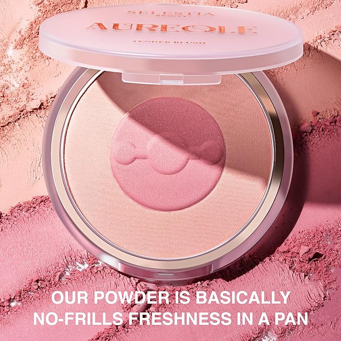 Powder Blush for Cheeks – Duo Aureole – High Pigmented Pink Blush with Matte Finish, Easy-to-Blend, 0.53 oz