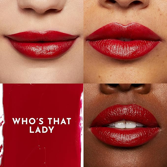 Forget the Filler Lip-Plumping Line-Smoothing Satin Cream Lipstick, Whos That Lady, Red, 0.1 Ounce
