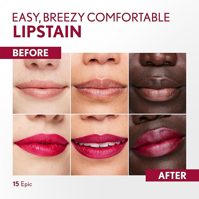 COVERGIRL Outlast Lipstain Bundle - 15 Epic & 40 Jazzberry Shades, Smooth Vegan Formula, Transfer-Proof, Buildable Color, Pen-Like Applicator, 0.06oz Each