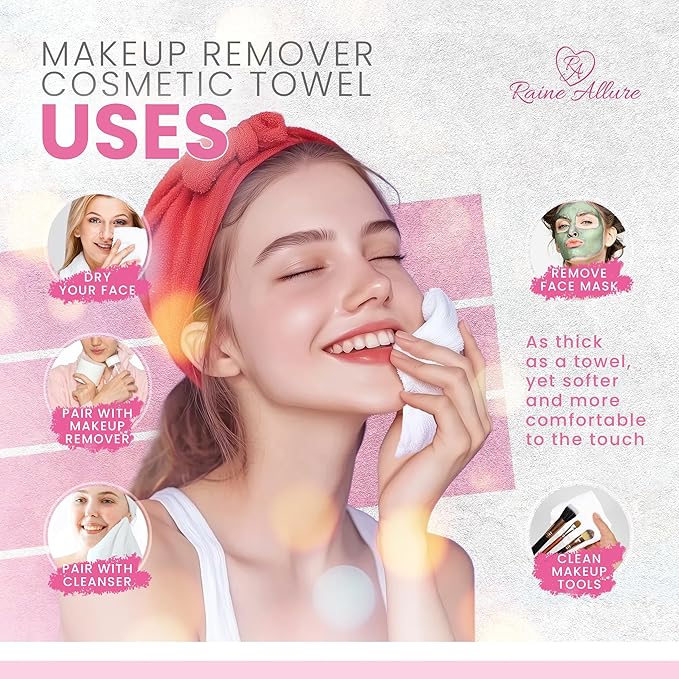 Makeup Remover Cosmetic Towels, Reusable (25 Count, 200 Uses) and Disposable Face Towel, Machine Washable, Ultra Soft, Removes All Types of Makeup, Specifically Made for Face and Body