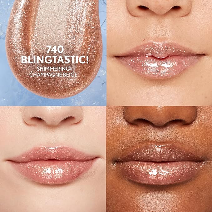COVERGIRL Clean Fresh Yummy Plumper Lip Gloss, 740 Blingtastic, Shiny, Vegan Formula, Easy to Apply, Minty Flavor, 0.33oz