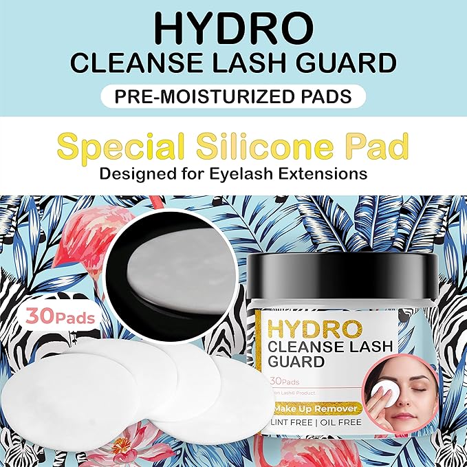 Lyon Lash Make Up Remover Cleaning Pads for Eyelash Extensions (30 Pcs)| Lint Free Silicon Pads| No Damage to Lash Extensions| Waterproof Makeup Removal & Facial Cleansing| Eyelash Extension Supplies