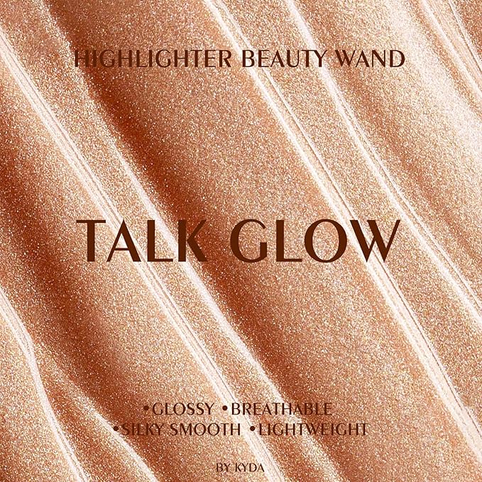 KYDA Highlighter Beauty Wand, Face Illuminator with Cushion Applicator, Natural Glossy Finish, Silky Smooth Cream, Face Highlighter Bronzer Makeup, Lightweight Blendable-Talk Glow