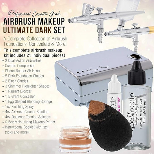 Belloccio Makeup and Tanning Airbrush System with DARK Foundation and Blush Set