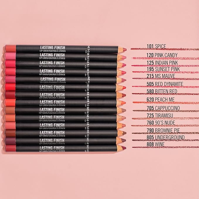 Rimmel Lasting Finish 8HR Soft Lip Liner Pencil - Vibrant, Blendable Formula to Lock Lipstick in Place for 8 Hours - 725 Tiramisu, .04oz