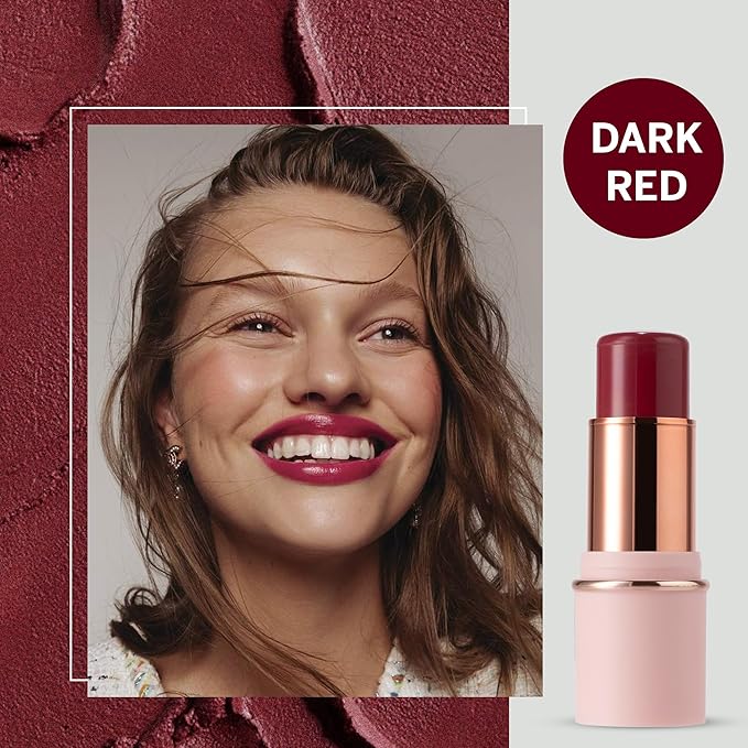Blush Stick for Cheeks & Lips Multistick Cream Blush- Easy to Apply & Blend- Infused with Nourishing Ingredients for your Skin Compact Travel Size Makeup (True Red, Small)